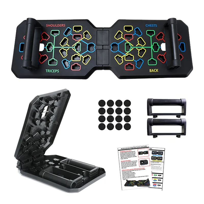 Portable Multifunctional Push-up Board Set With Handles Foldable Fitness Equipment For Chest Abdomen Arms And Back Training