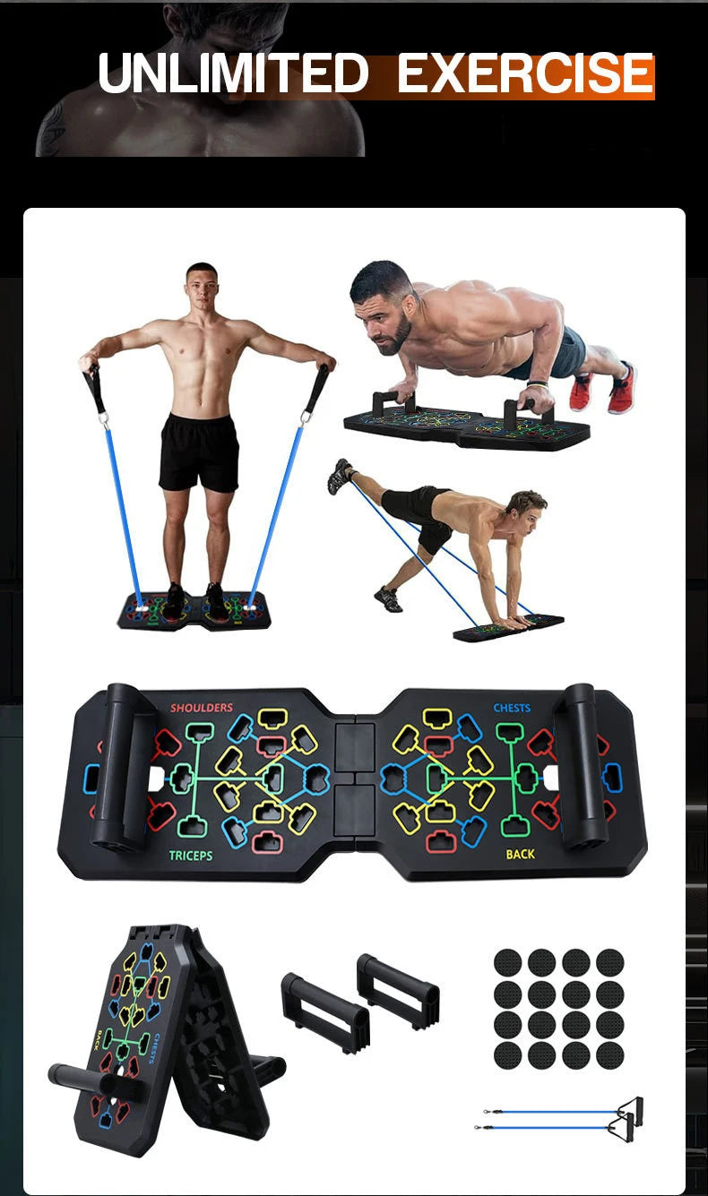 Portable Multifunctional Push-up Board Set With Handles Foldable Fitness Equipment For Chest Abdomen Arms And Back Training