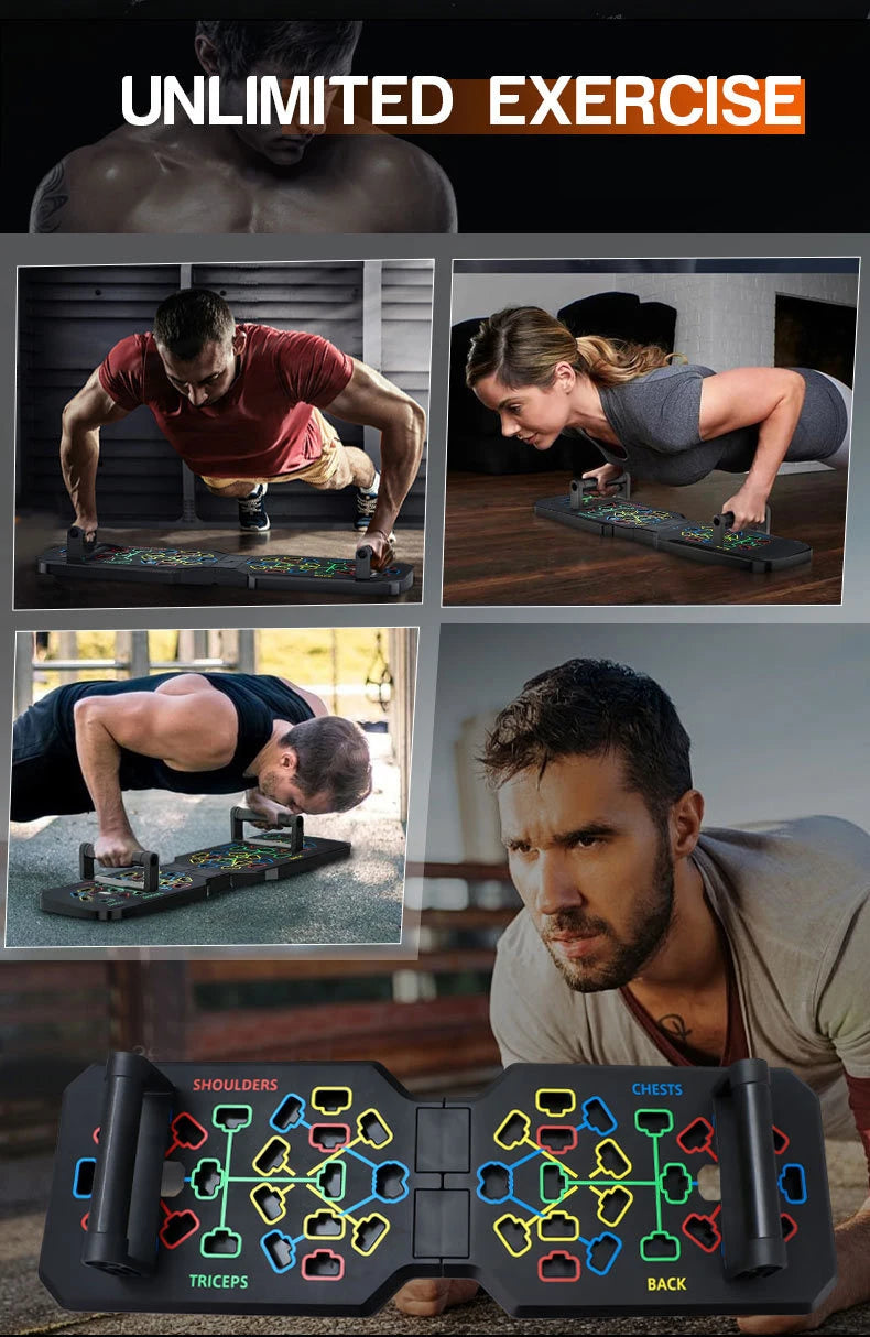 Portable Multifunctional Push-up Board Set With Handles Foldable Fitness Equipment For Chest Abdomen Arms And Back Training
