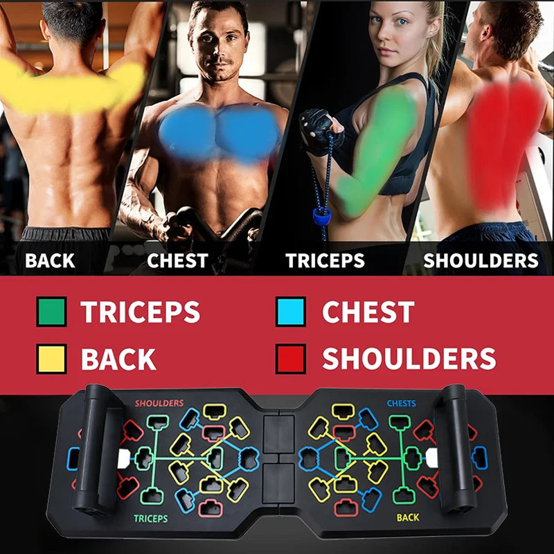 Portable Multifunctional Push-up Board Set With Handles Foldable Fitness Equipment For Chest Abdomen Arms And Back Training