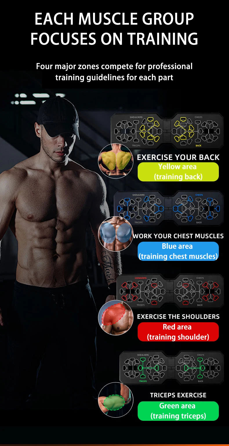 Portable Multifunctional Push-up Board Set With Handles Foldable Fitness Equipment For Chest Abdomen Arms And Back Training