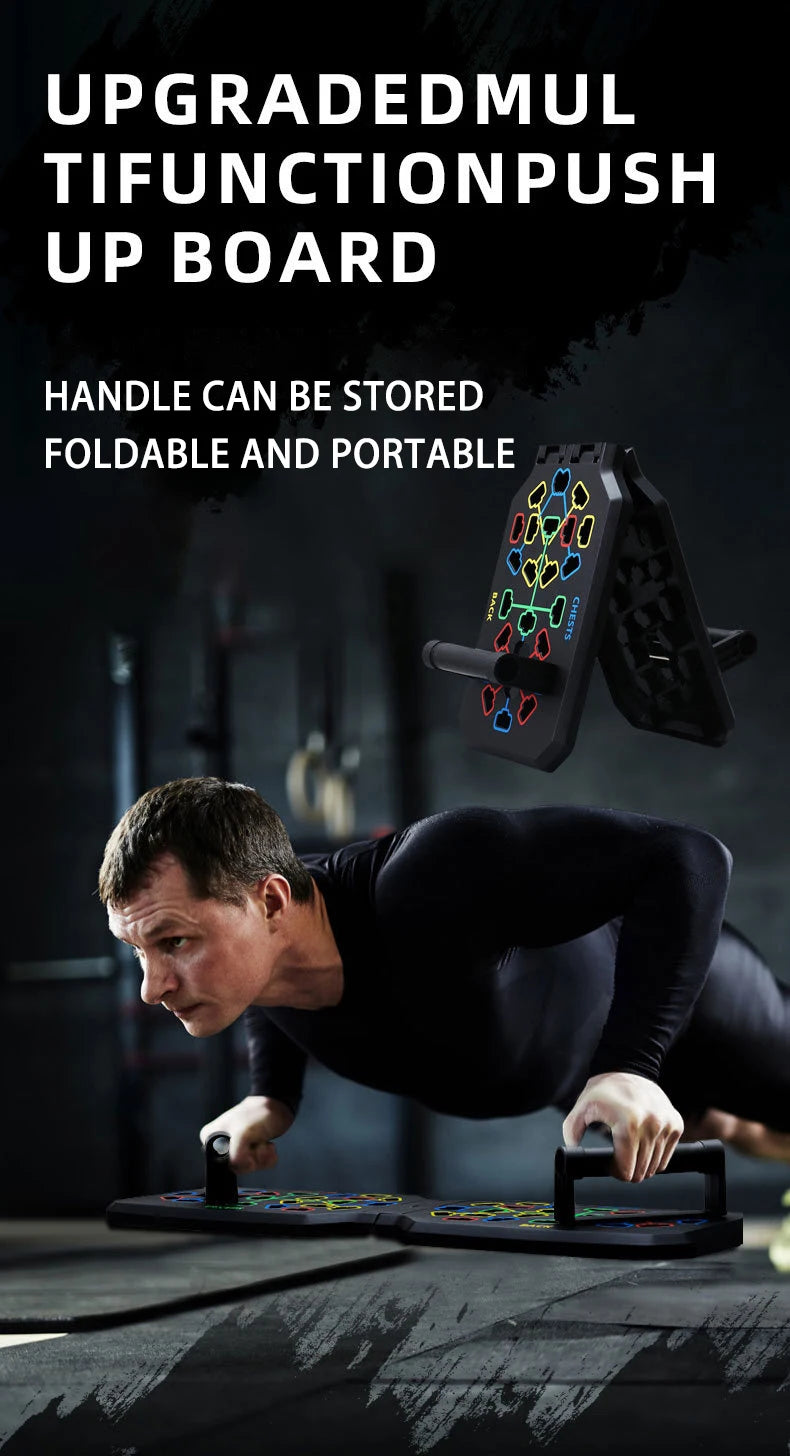 Portable Multifunctional Push-up Board Set With Handles Foldable Fitness Equipment For Chest Abdomen Arms And Back Training