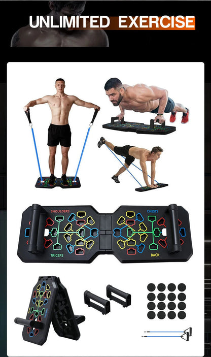 Portable Multifunctional Push-up Board Set With Handles Foldable Fitness Equipment For Chest Abdomen Arms And Back Training