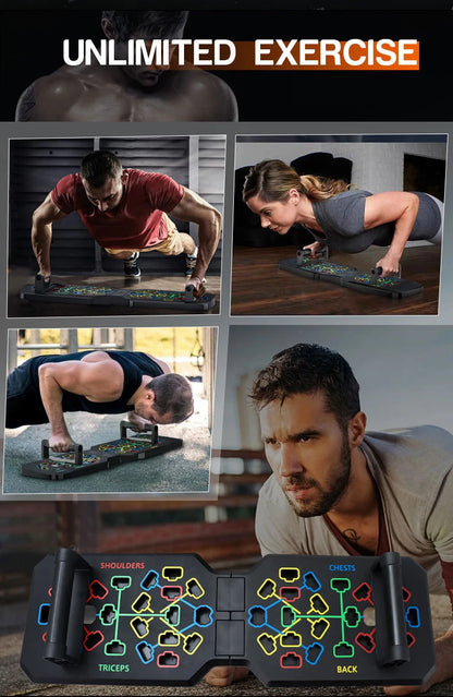 Portable Multifunctional Push-up Board Set With Handles Foldable Fitness Equipment For Chest Abdomen Arms And Back Training