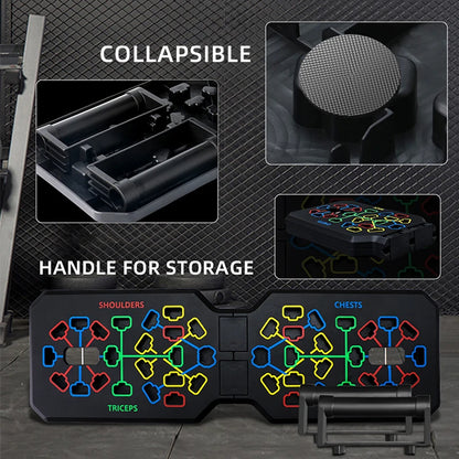 Portable Multifunctional Push-up Board Set With Handles Foldable Fitness Equipment For Chest Abdomen Arms And Back Training